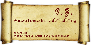 Veszelovszki Zétény névjegykártya